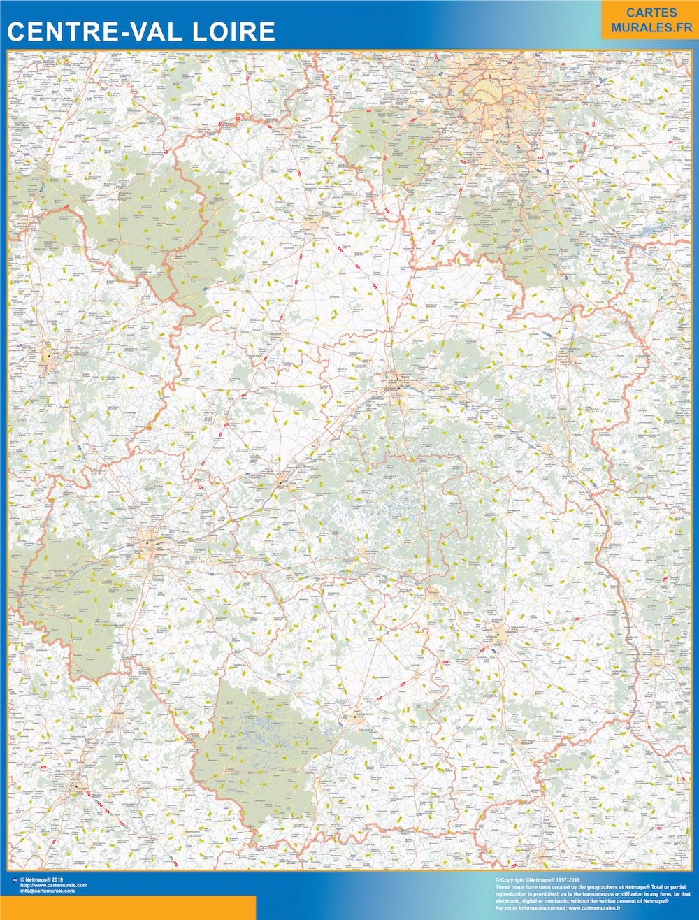 Carte Plastifiée Région Centre Val Loire